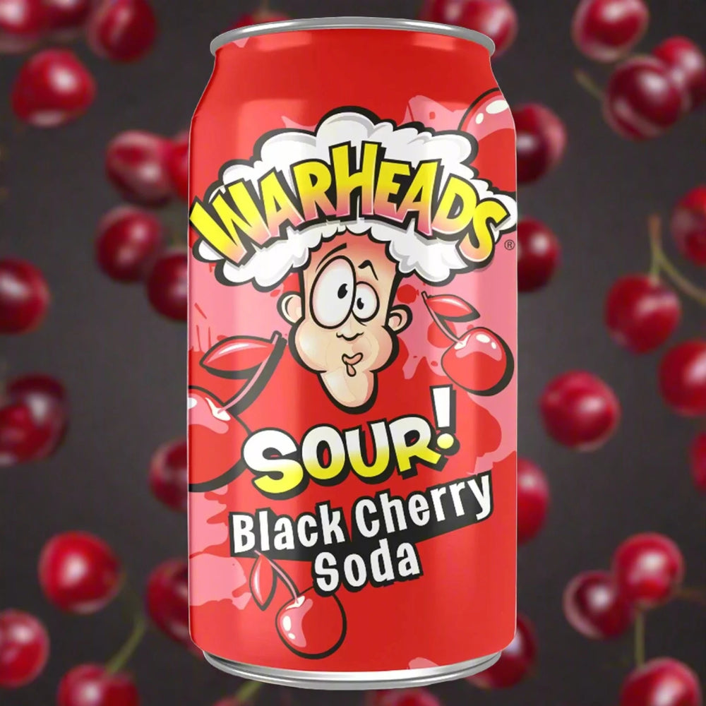 Warheads Sour Black Cherry Soda Cans 355ml
