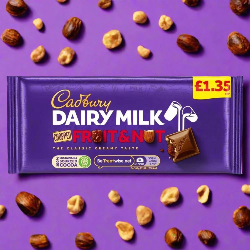 Cadbury Dairy Milk Fruit And Nut Chopped Chocolate Bar 95g £1.35 PMP