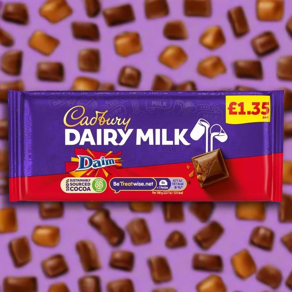 Cadbury Dairy Milk Daim Chocolate Bar 120g £1.35 PMP