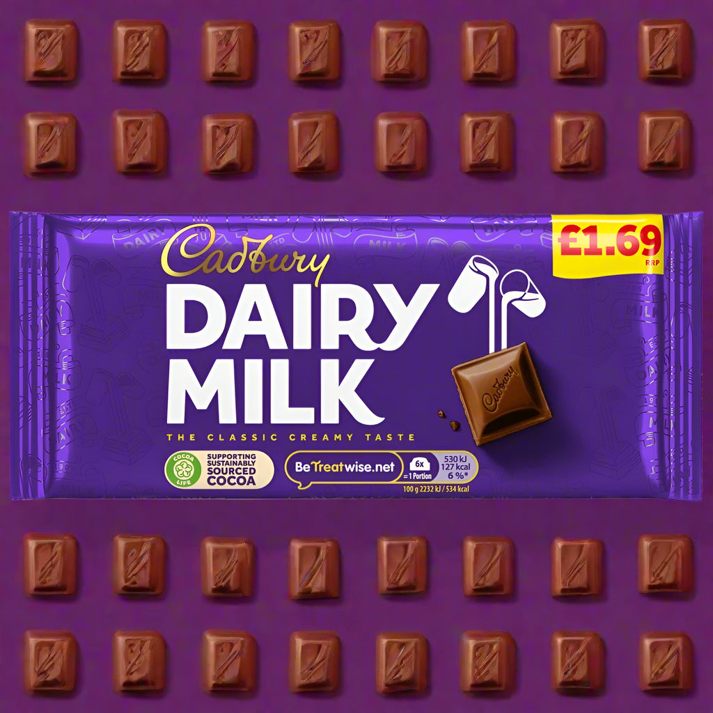 Cadbury Dairy Milk Chocolate Bar 95g £1.69 PMP