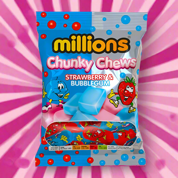Millions Strawberry & Bubblegum Chews Bag 120g