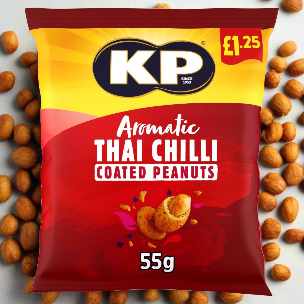 KP Aromatic Thai Chilli Coated Peanuts 55g, £1.25 PMP