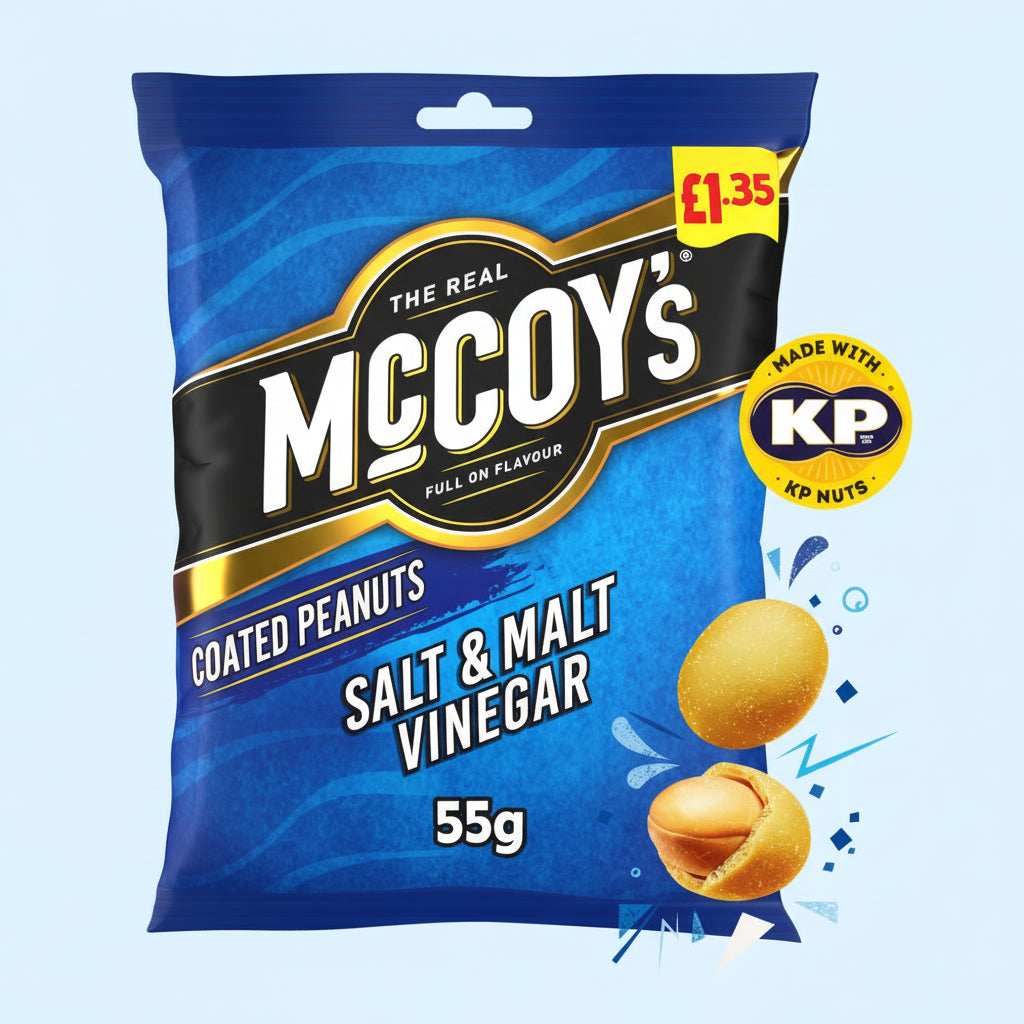 McCoy's Coated Peanuts Salt & Malt Vinegar 55g, £1.35 PMP