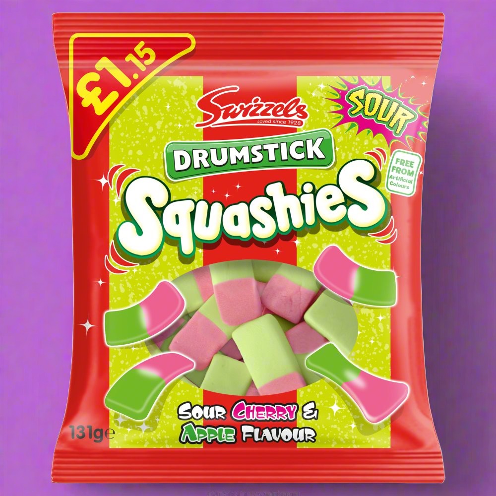Swizzels Sour Cherry and Apple Drumstick Squashies Bag 131g