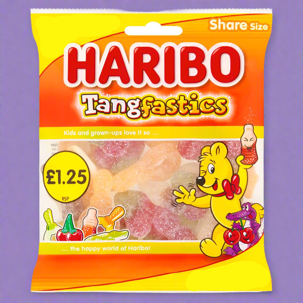 Haribo Tangfastics Fruit & Cola Flavour Fizzy Jelly Sweets Sharing Bag 154g