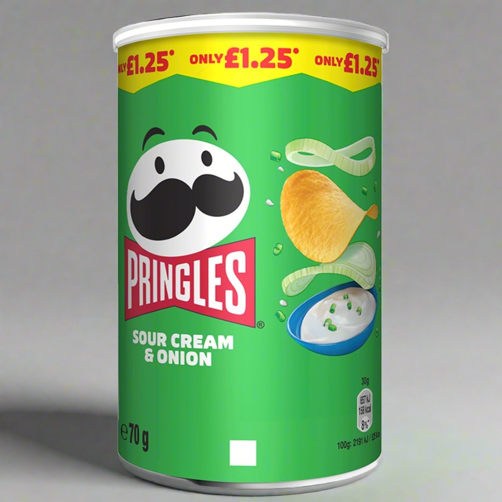 Buy Pringles Sour Cream & Onion 70g PMP £1.25 at SnacksOnline.co.uk