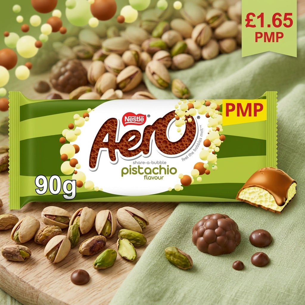 Aero Pistachio Flavour Milk Chocolate Sharing Bar 90g £1.65 PMP