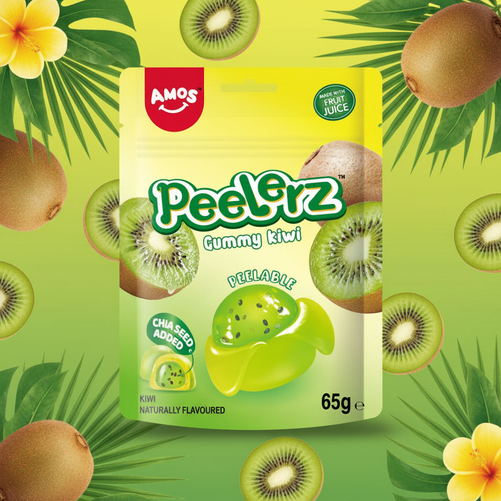 Amos Peelerz Gummy Kiwi Flavour Pouch 65g