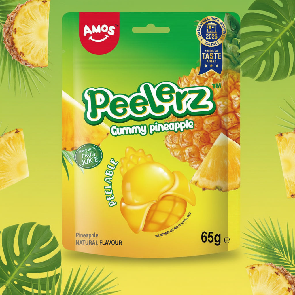 Amos Peelerz Gummy Pineapple Flavour Pouch 65g