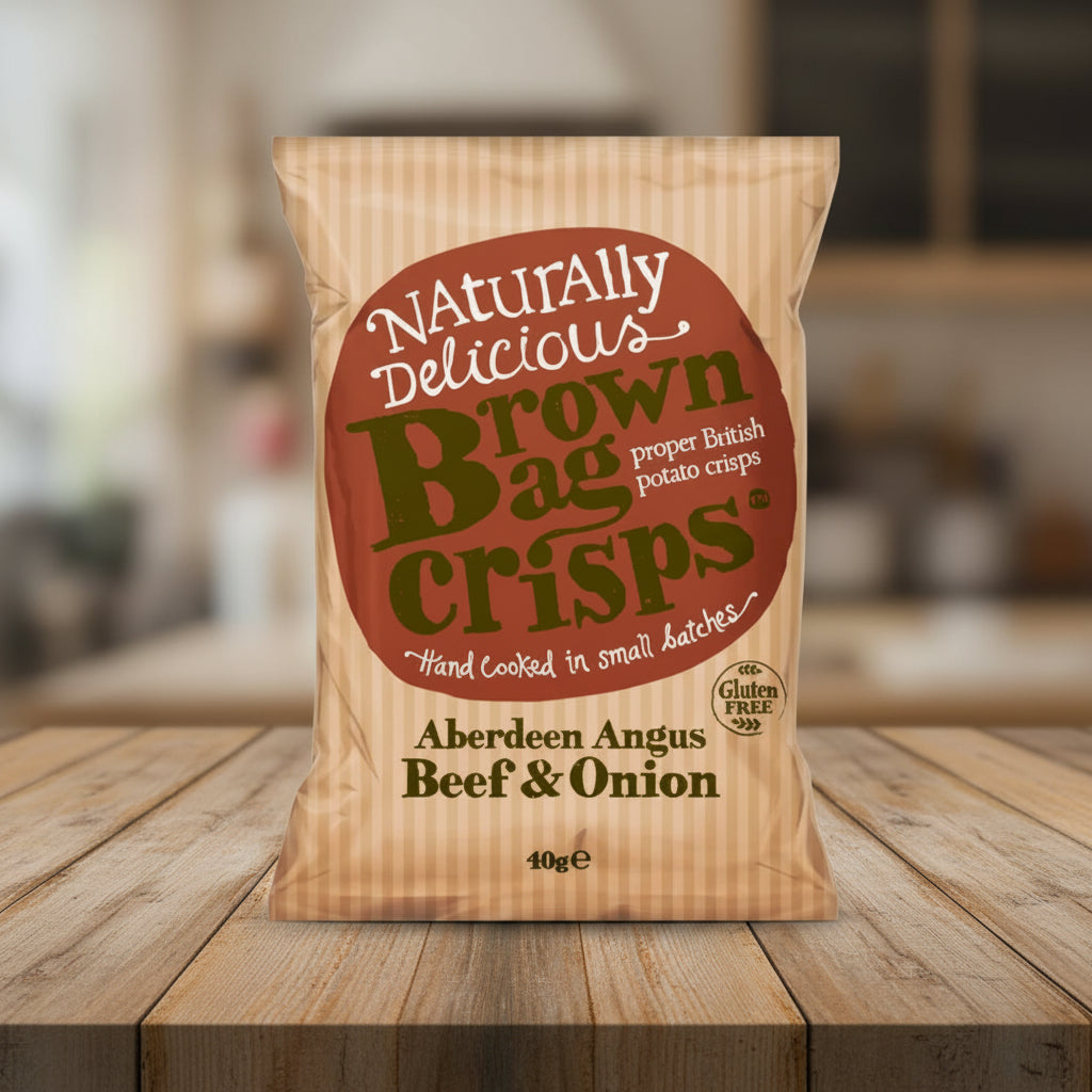 Brown Bag Crisps Aberdeen Angus Beef & Onion Flavour Crisps 40g
