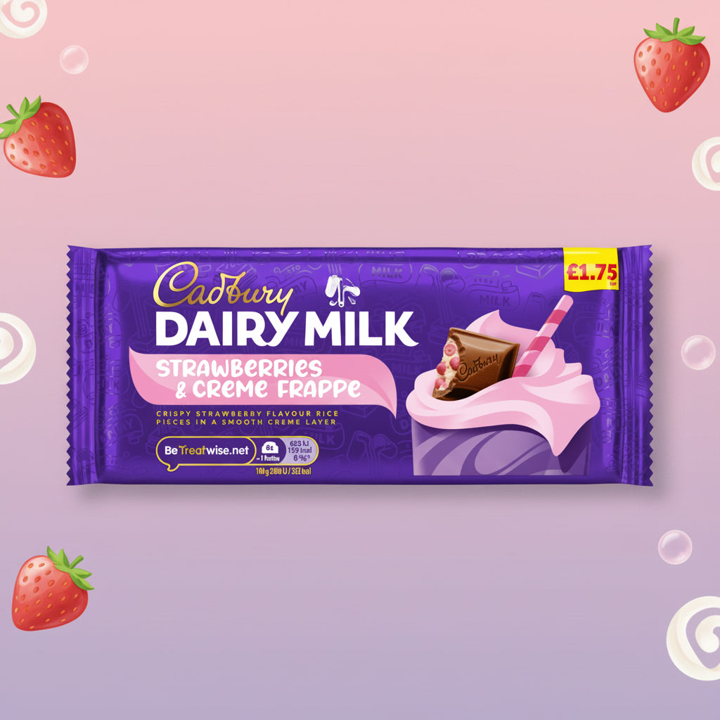Cadbury Dairy Milk Strawberries & Creme Frappe Chocolate Bar 115g £1.75 PMP