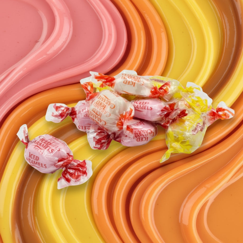 Cleeve’s Mixed Fruit Iced Caramels – Lemon, Orange & Strawberry 100g Bagged Sweets