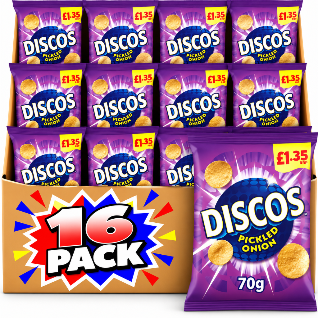 Discos Pickled Onion Crisps 70g £1.35 PMP – 16 Pack