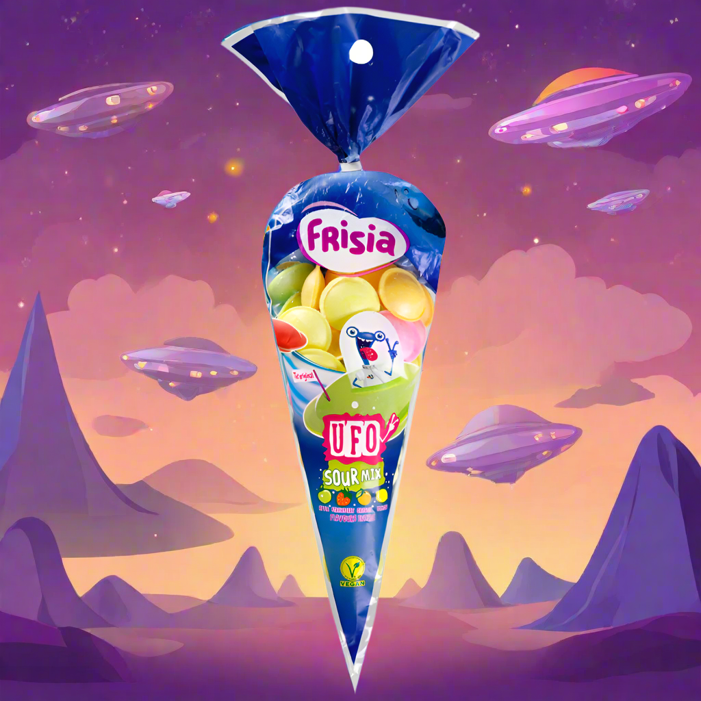 Frisia Sour Fruit Flavoured Flying Saucers Cone Bag 45g