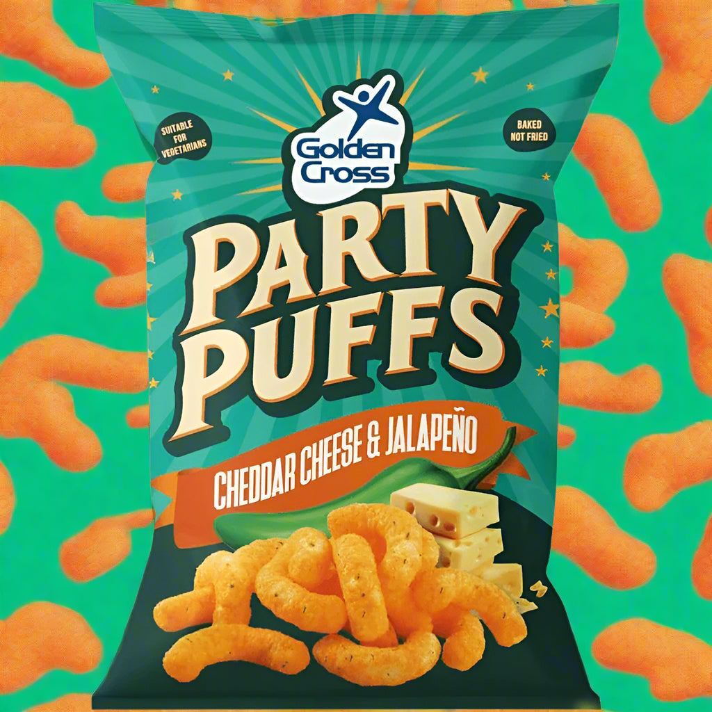 Golden Cross Party Puffs Cheddar Cheese & Jalapeno Bag 125g