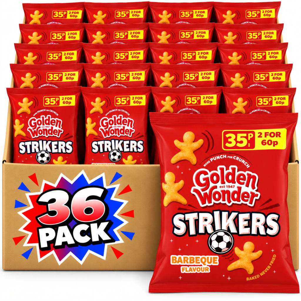 Golden Wonder Barbecue Strikers BBQ Flavour Snacks 22g 36 Pack
