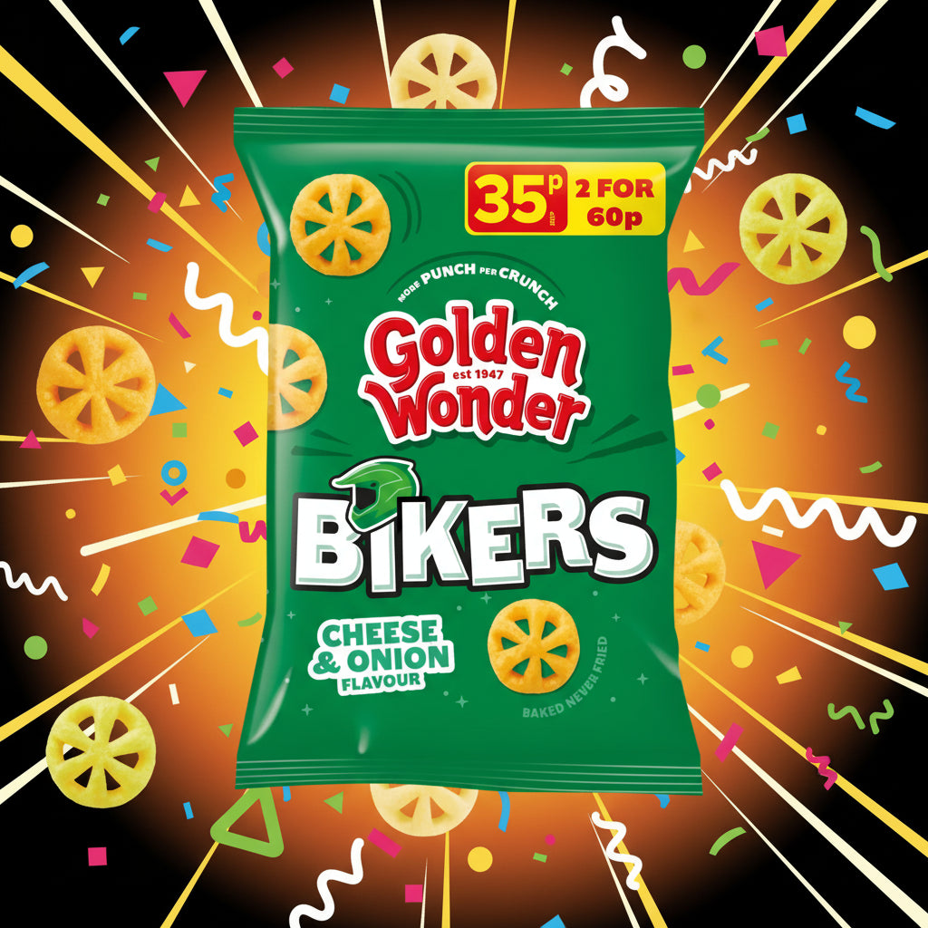 Golden Wonder Cheese & Onion Flavour Bikers Maize Snacks 22g Single Packet