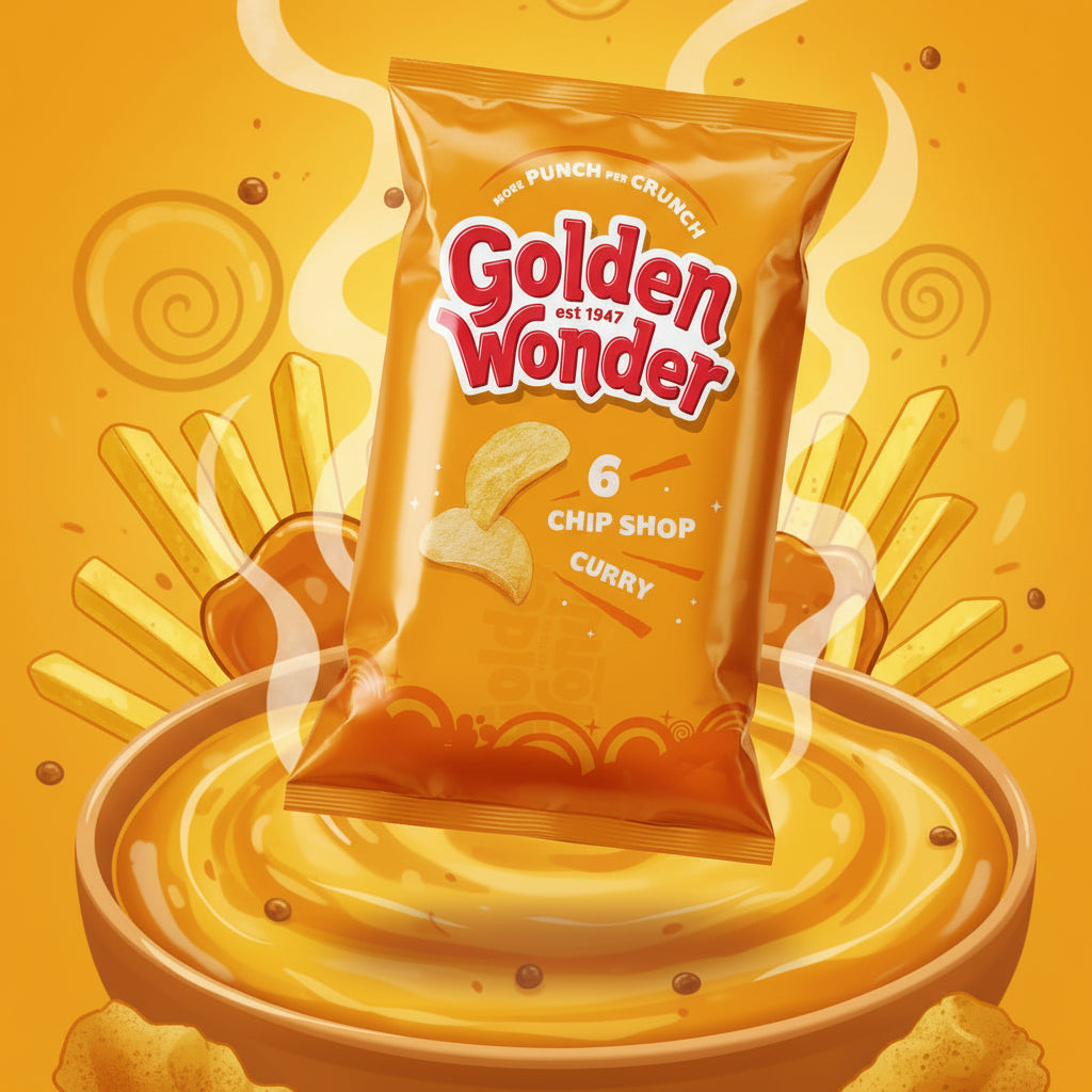 Golden Wonder Chip Shop Curry Crisps 6 x 25g Multipack – Classic Favourite