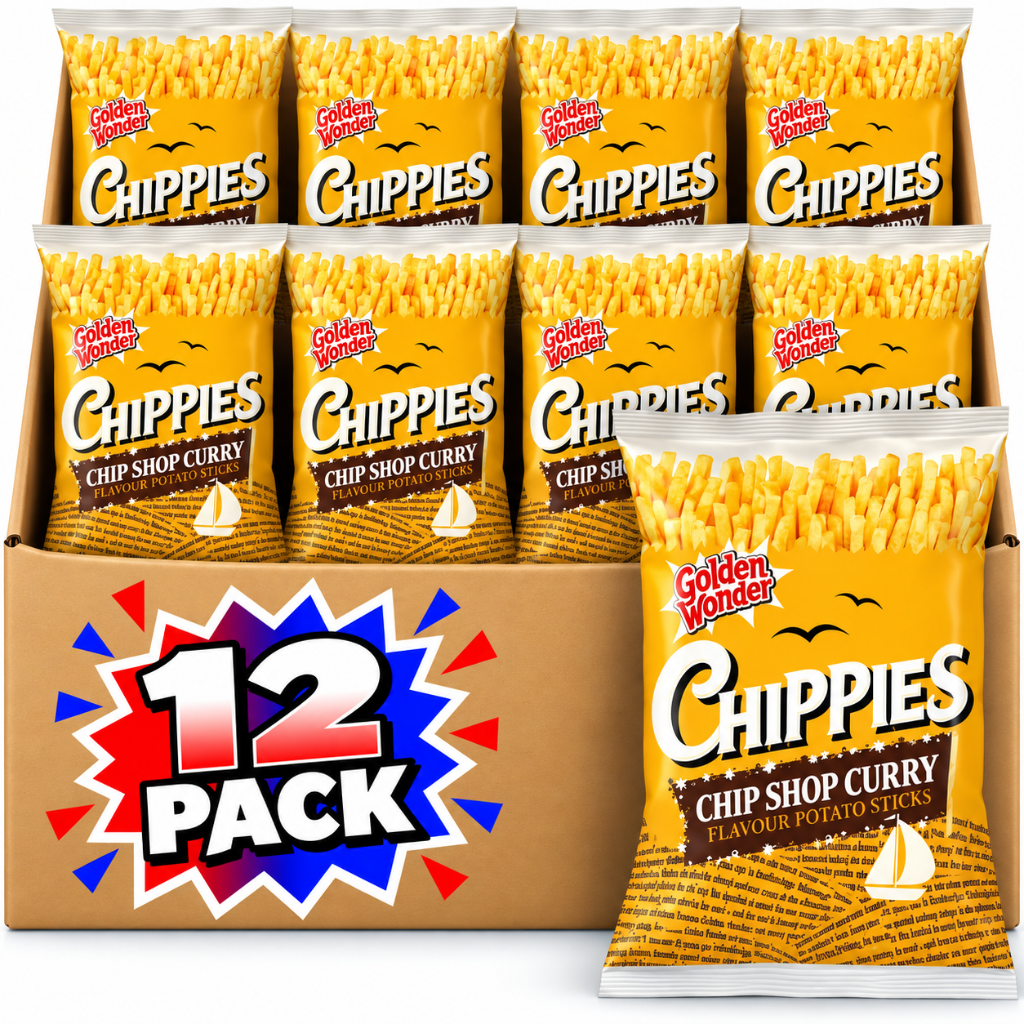 Golden Wonder Chippies Curry Crisps 100g 12 Pack