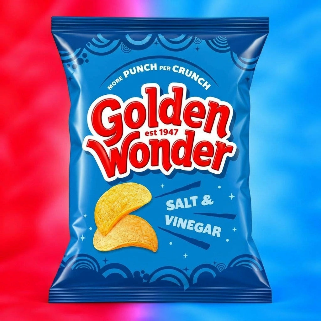Golden Wonder Fully Flavoured Salt and Vinegar Crisps 32.5g Single Packet