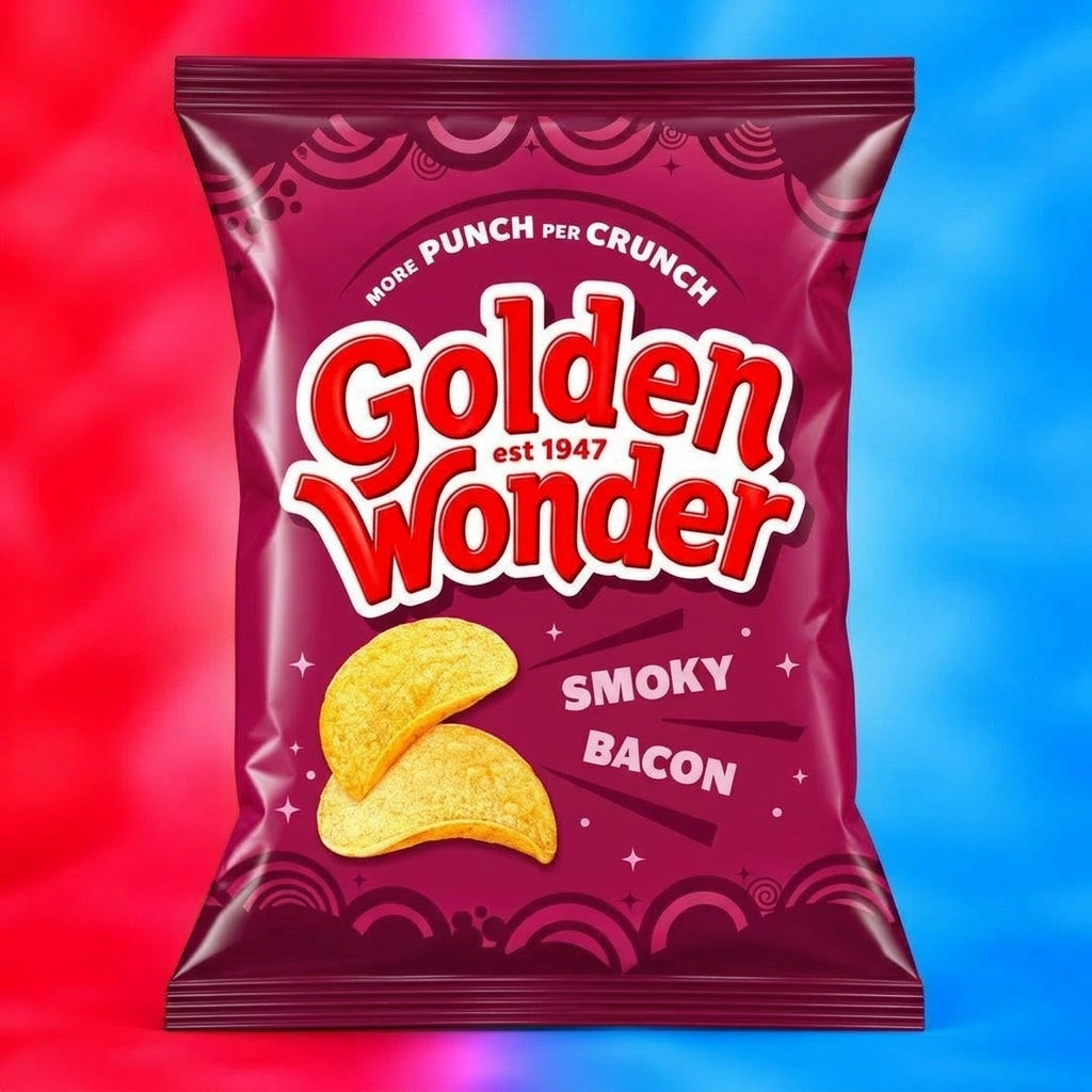 Golden Wonder Fully Flavoured Smoky Bacon Crisps 32.5g Single Packet