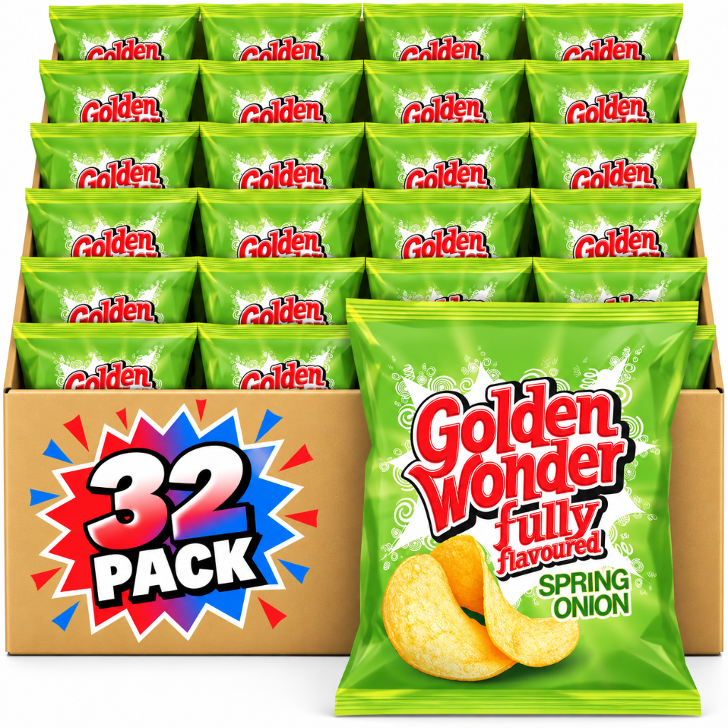 Golden Wonder Fully Flavoured Spring Onion Crisps 32.5g 32 Pack