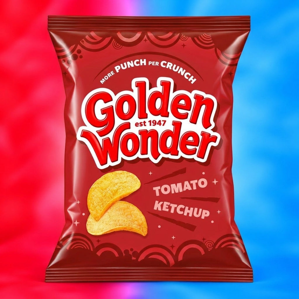 Golden Wonder Fully Flavoured Tomato Ketchup Crisps 32.5g Single Packet