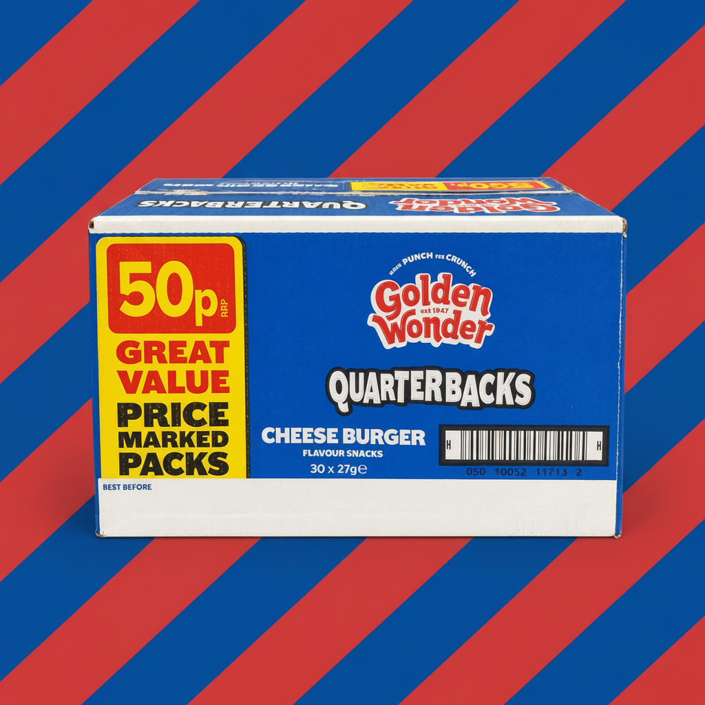 Golden Wonder Quarterbacks Cheeseburger Flavour 27g 30 Pack