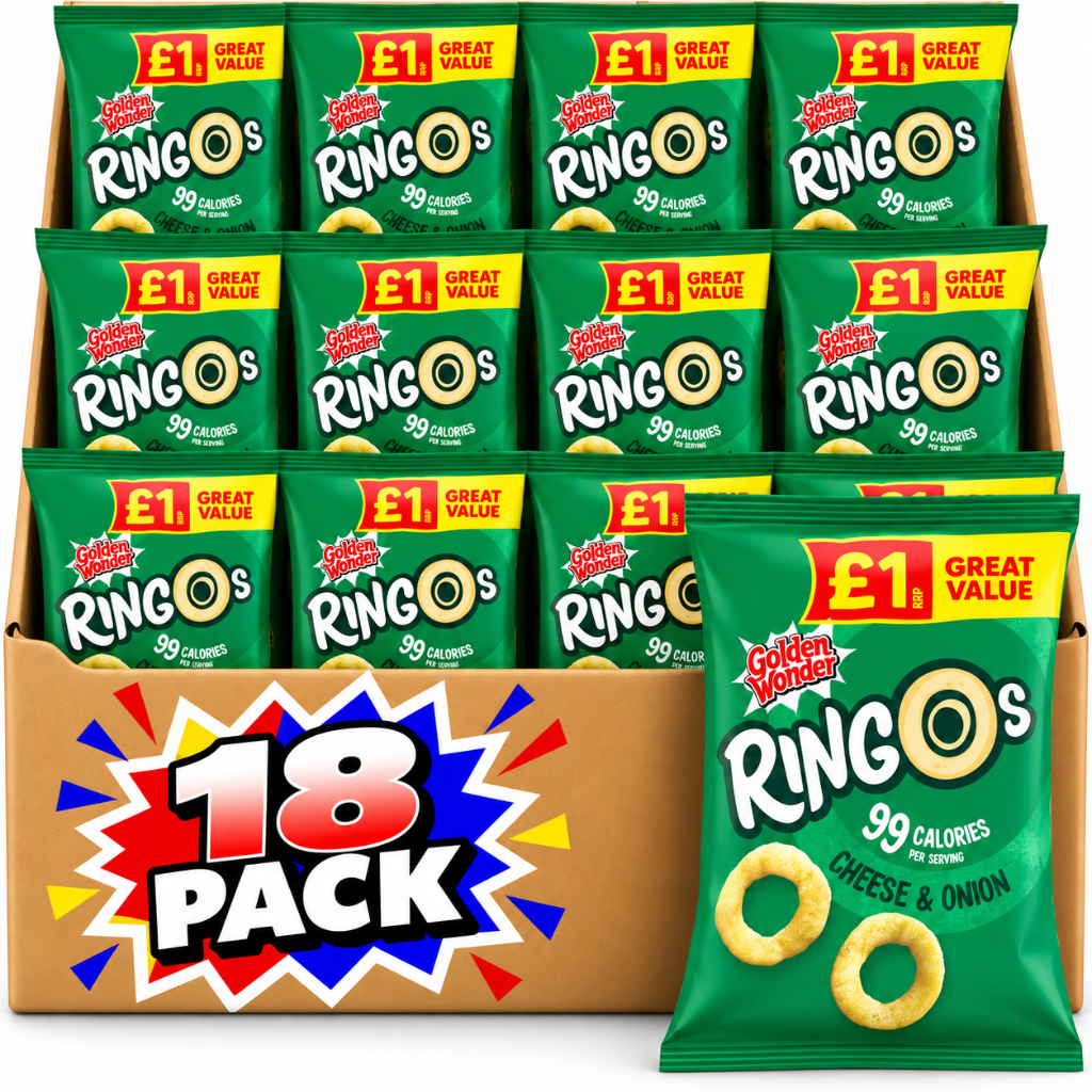 Golden Wonder Ringos Cheese & Onion Crisps 40g 18 Pack