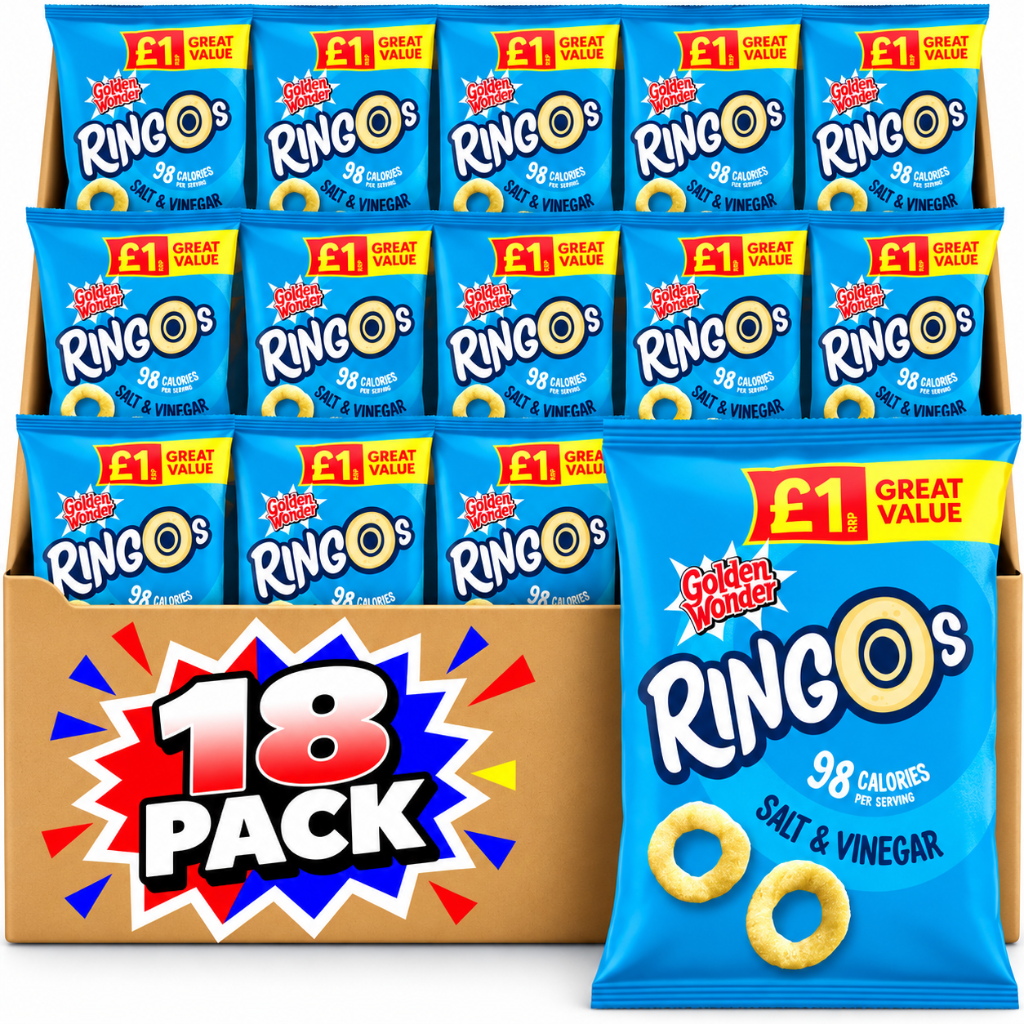 Golden Wonder Ringos Salt & Vinegar Crisps 40g 18 Pack