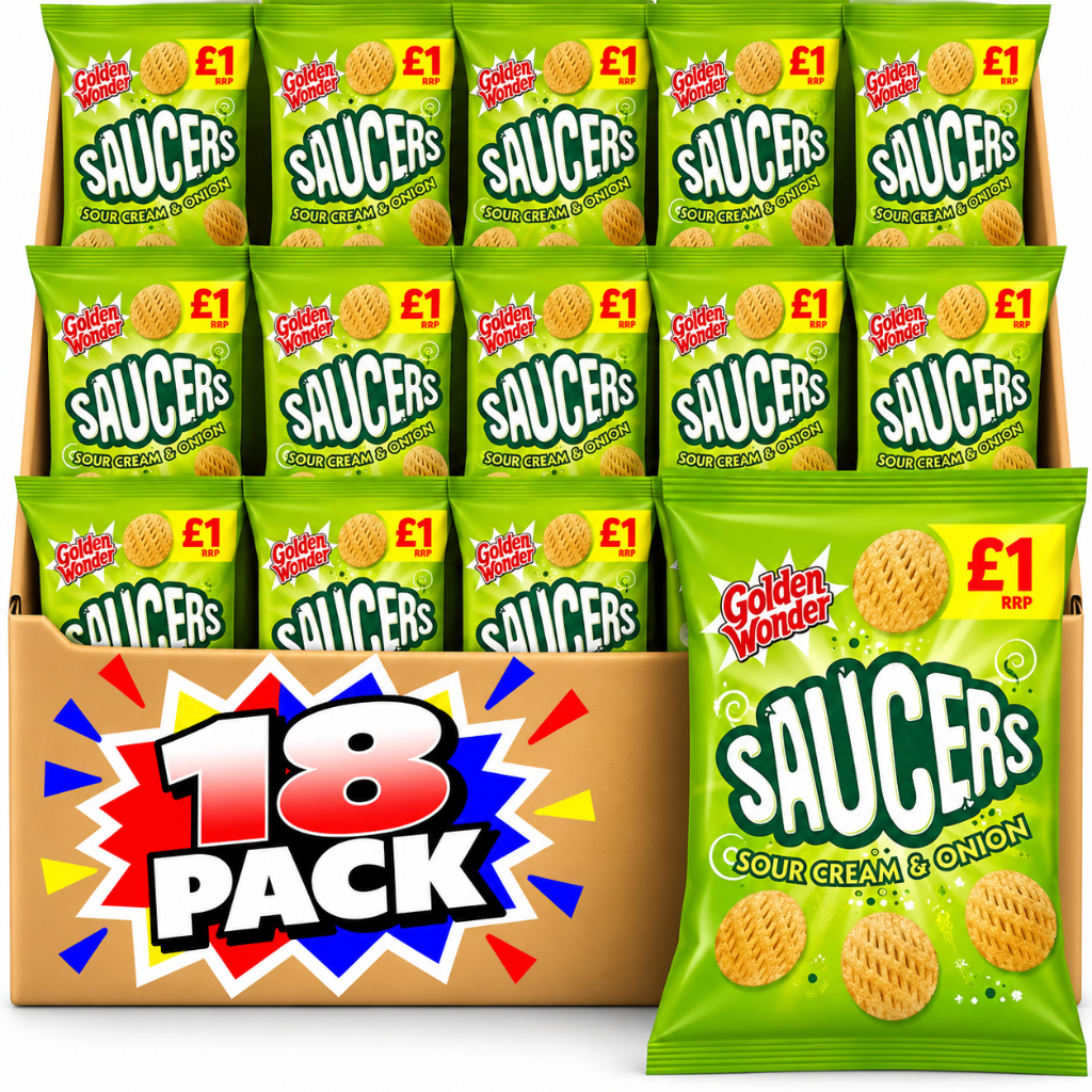 Golden Wonder Saucers Sour Cream & Onion Flavour Snacks 40g 18 Pack