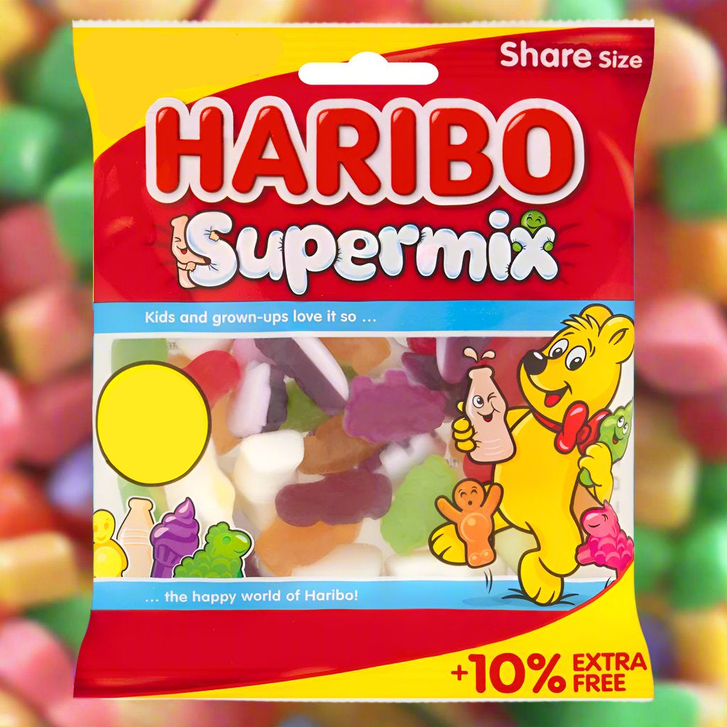 HARIBO Supermix Fruit & Milk Flavoured Jelly & Foam Sweets Sharing Bag 140g