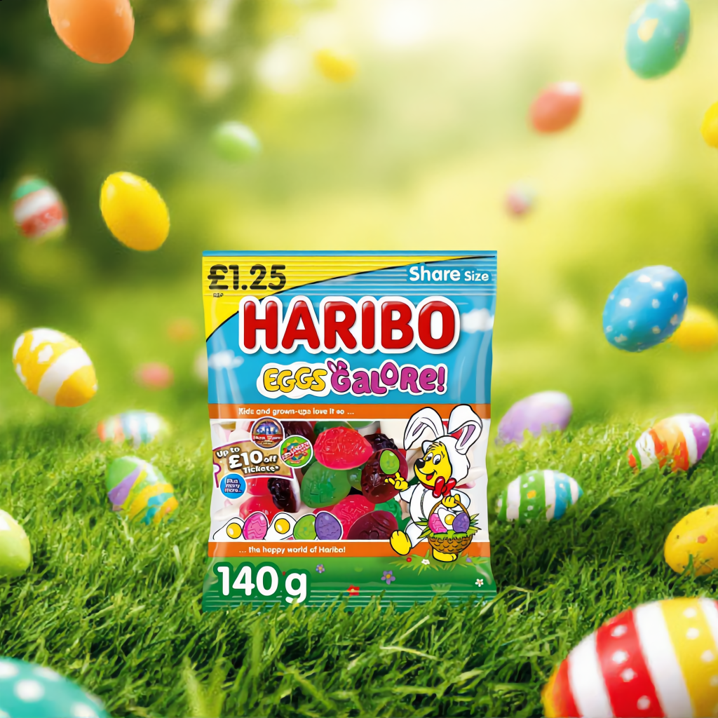 Haribo Eggs Galore Fruit Flavour Jelly & Foam Sweets Sharing Bag 140g