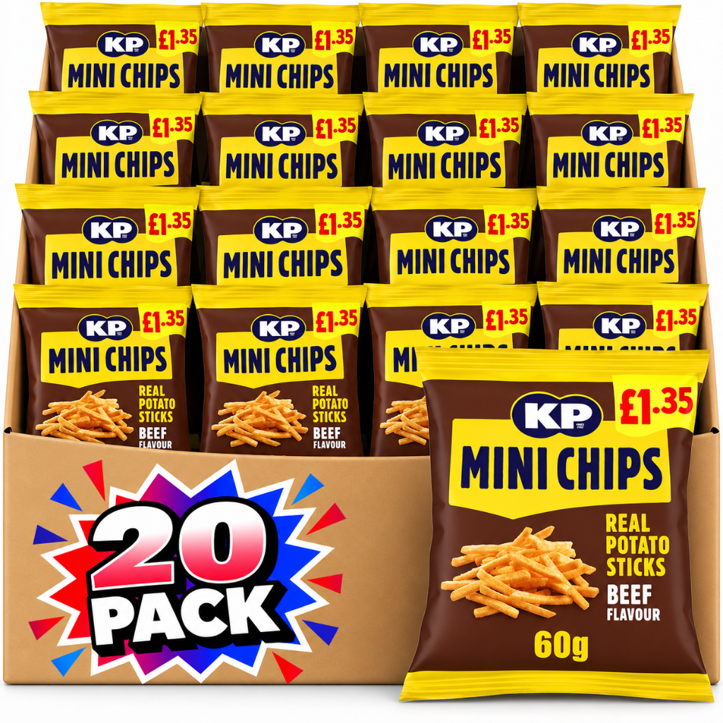 KP Mini Chips Beef Flavour 60g £1.35 PMP – 20 Pack