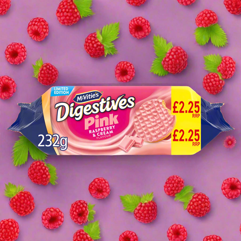 McVitie's Limited Edition Digestives Pink Raspberry & Cream Flavour 232g