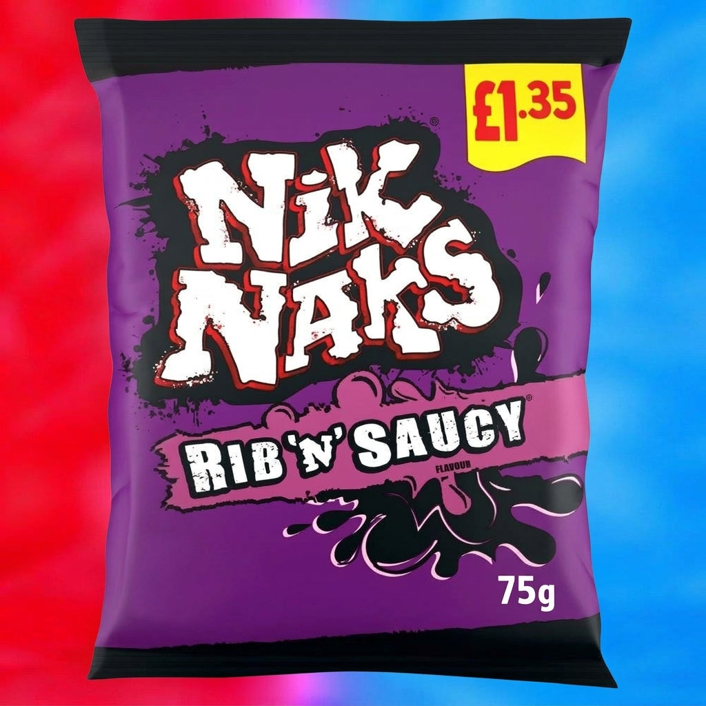 Nik Naks Rib 'N' Saucy Crisps 75g Single Packet Single bag