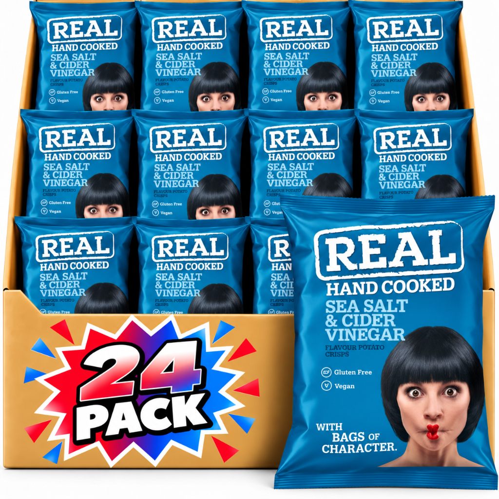 Real Hand Cooked Crisps Sea Salt & Cider Vinegar Crisps 35g 24 Pack