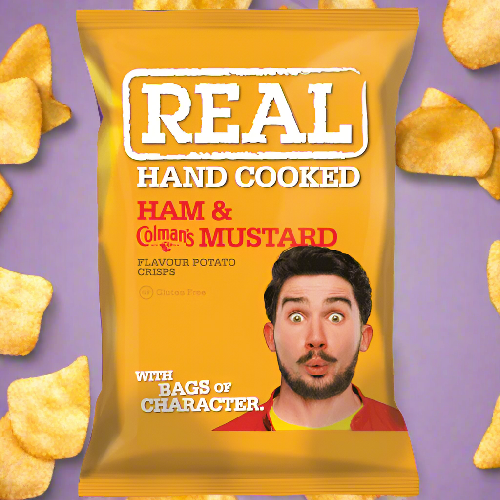 Real Hand Cooked Ham & Colemans Mustard Flavour 35g Full Box (24 Pack)