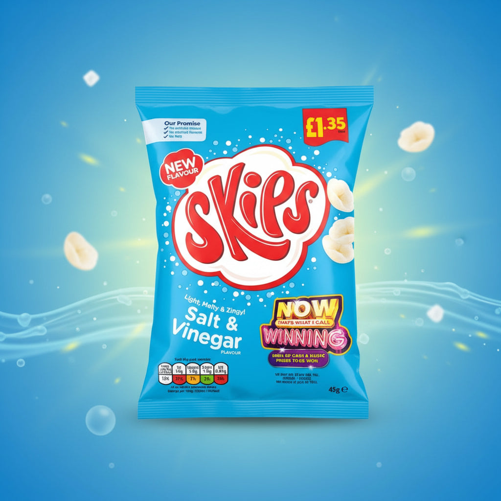 Skips Salt & Vinegar Crisps 45g £1.35 PMP Single Packet