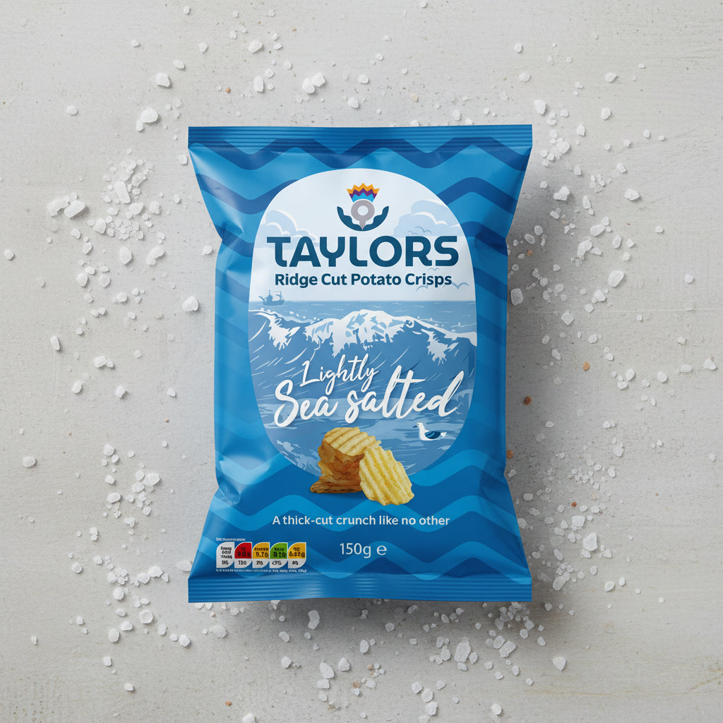 Taylors Lightly Sea Salted Ridge Cut Potato Crisps 150g sharing bag