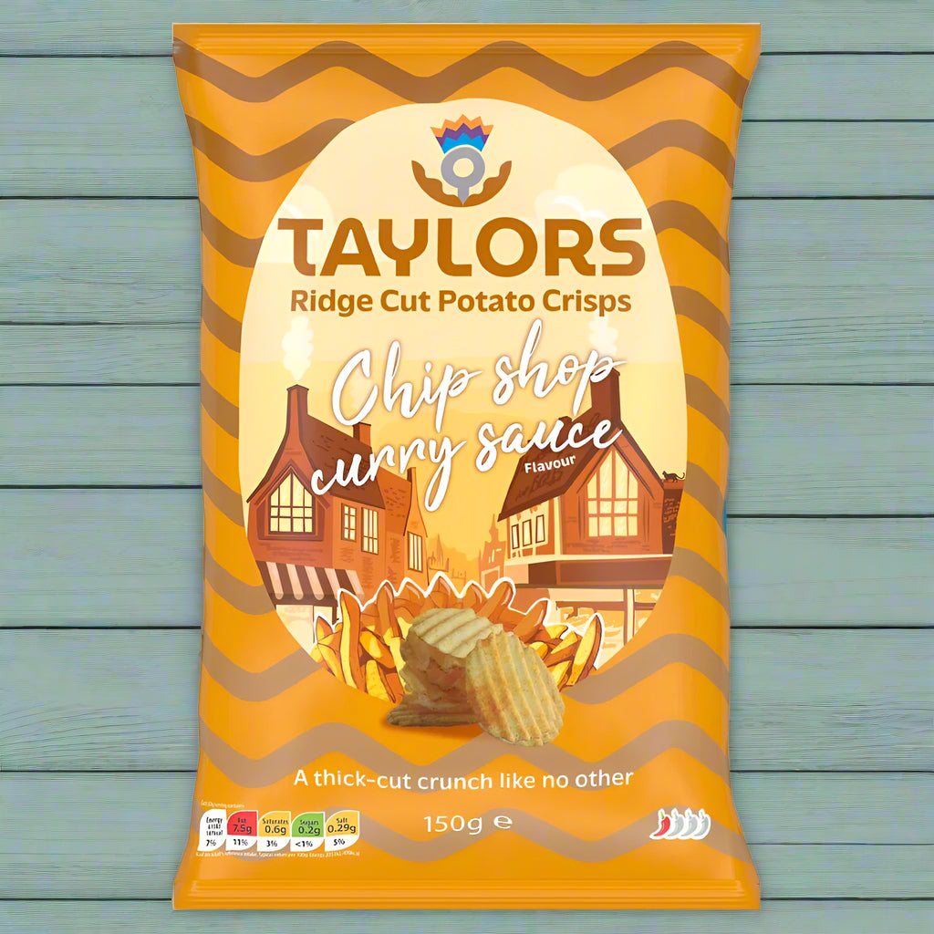 Taylors Chip Shop Curry Sauce Ridge Cut Potato Crisps 150g