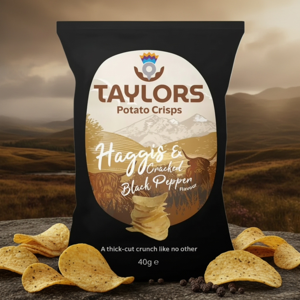 Taylors Haggis & Cracked Black Pepper Flavour Crisps 40g