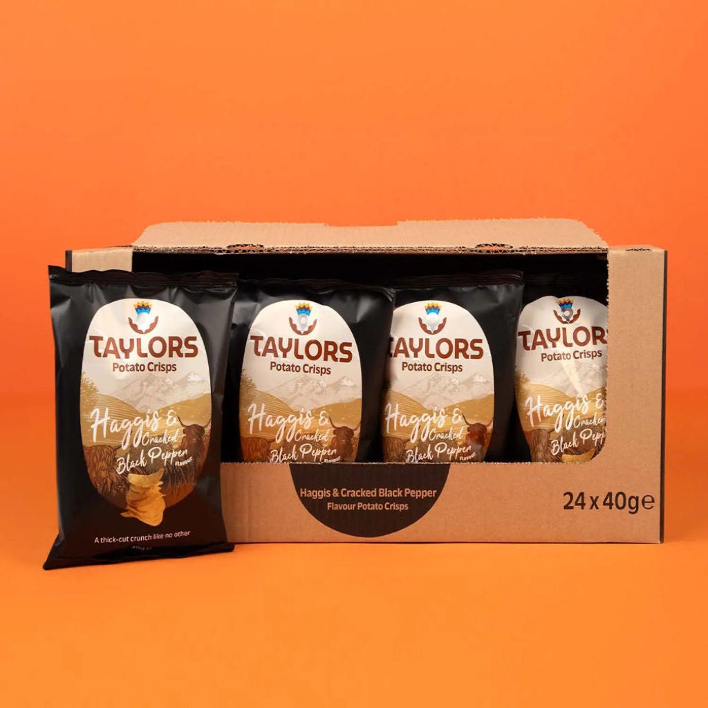 Taylors Haggis & Cracked Black Pepper Flavour Crisps 40g Full Box Of 24