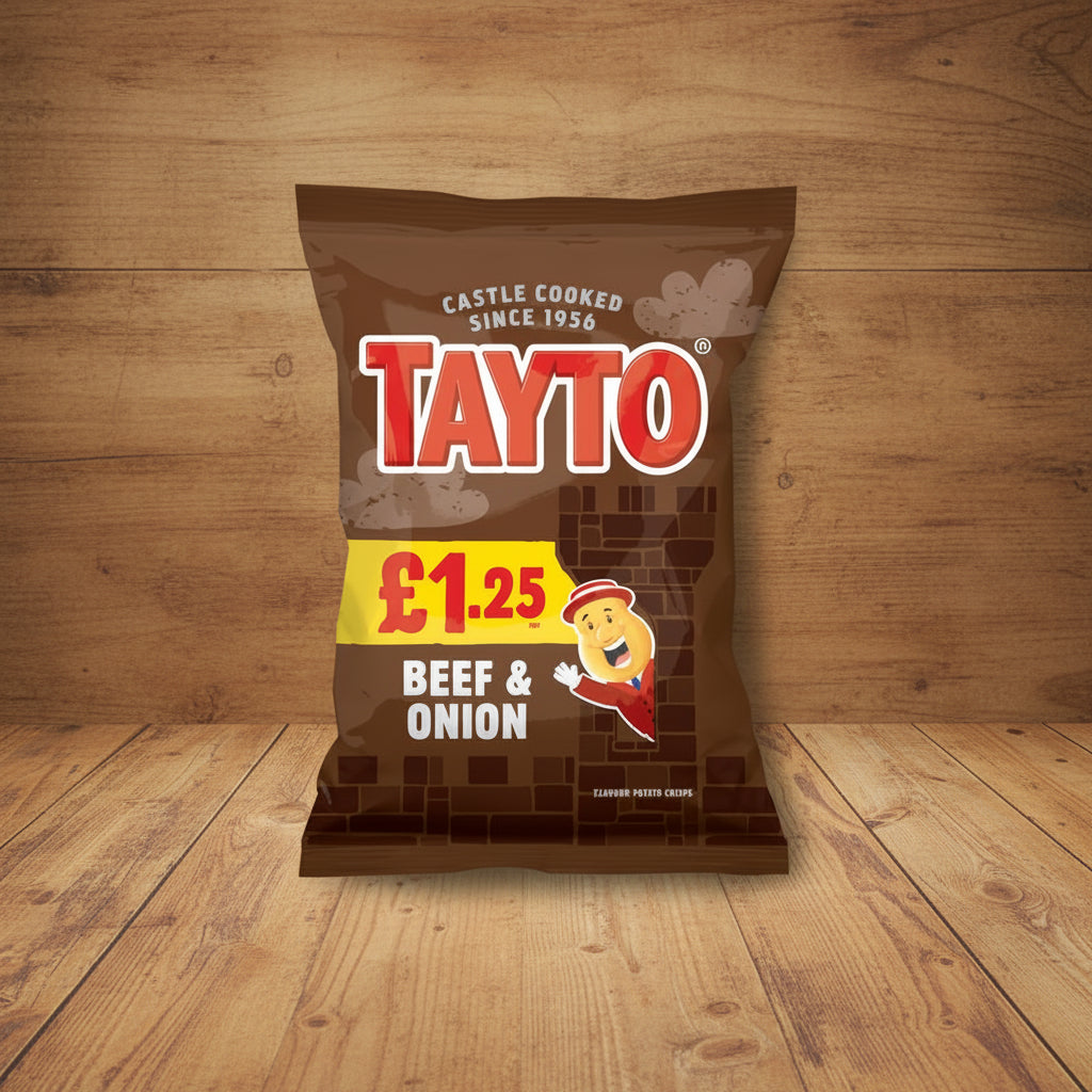 Tayto Beef & Onion Flavour Crisps 65g Bag £1.25