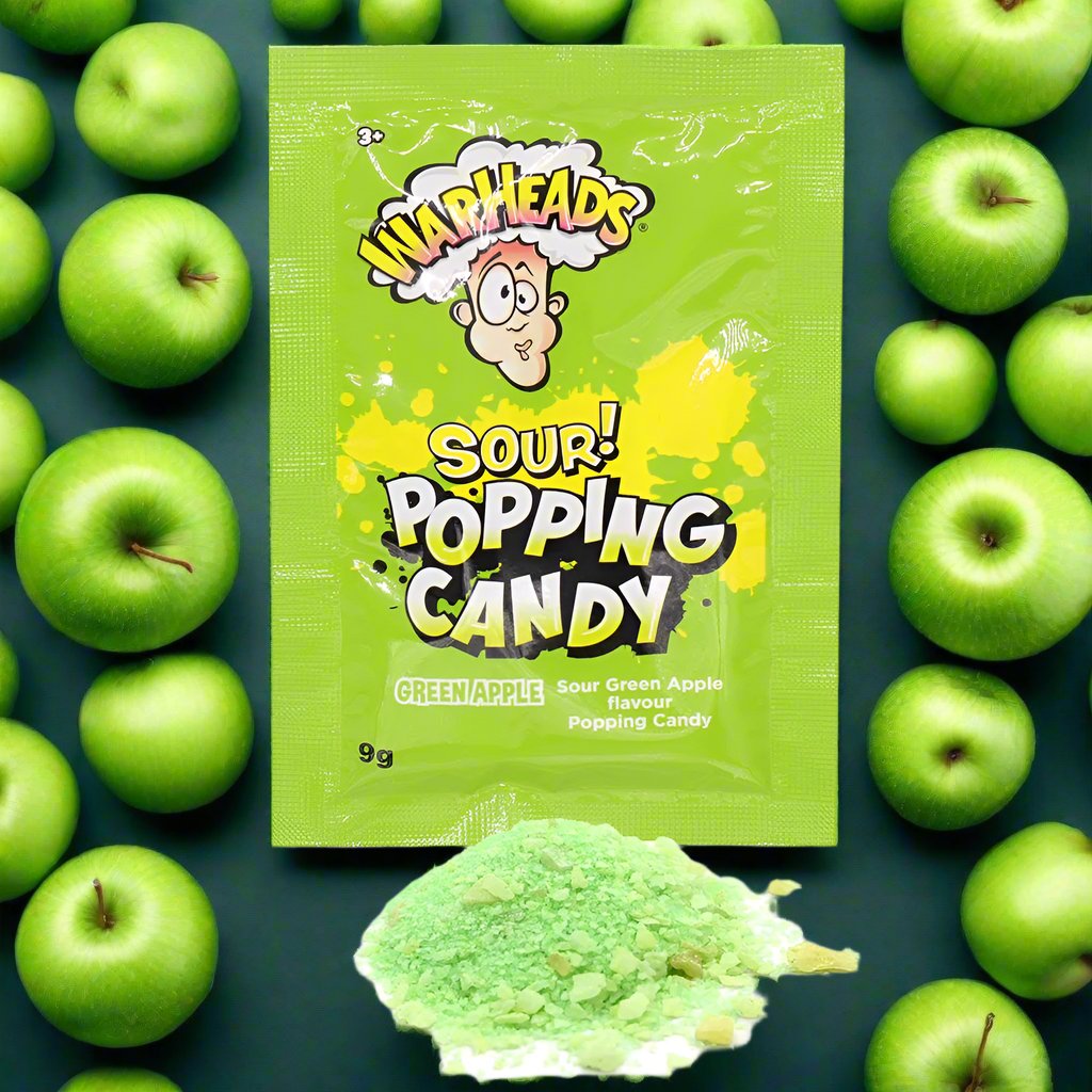 Warheads Sour Popping Candy Green Apple Pouch 9g