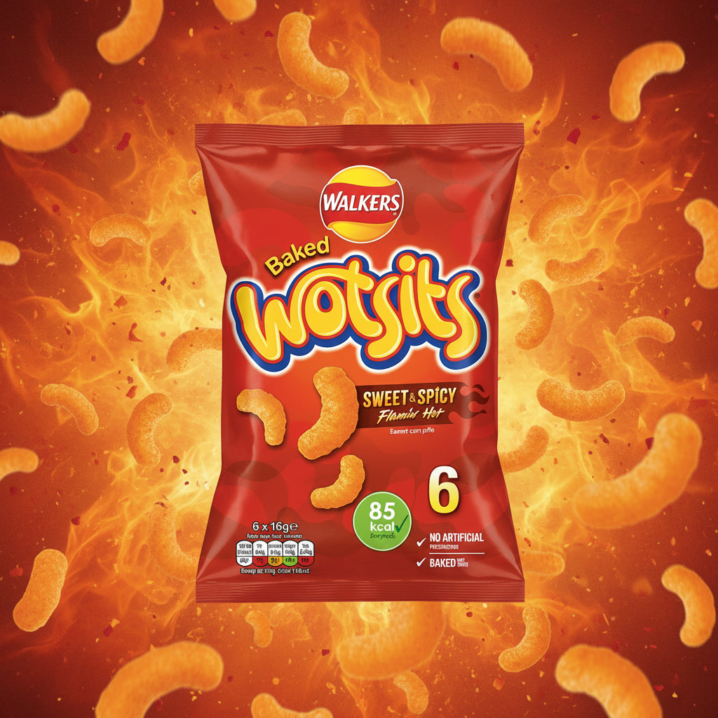 Wotsits Sweet & Spicy Flamin Hot Multipack 6 Bags BBE JULY 2026