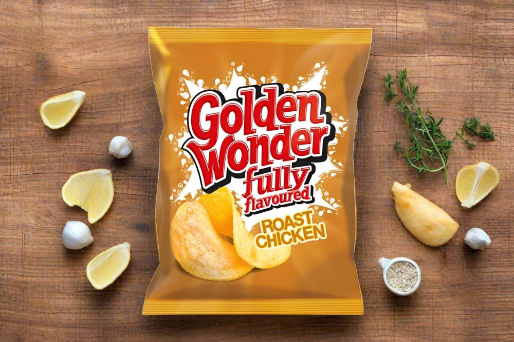 Golden Wonder Fully Flavoured Roast Chicken Flavour Crisps 32.5g Single Packet
