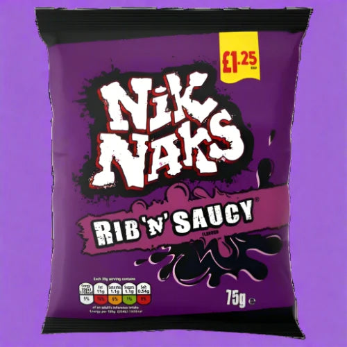 Nik Naks Rib 'N' Saucy Crisps 75g Single Packet £1.25