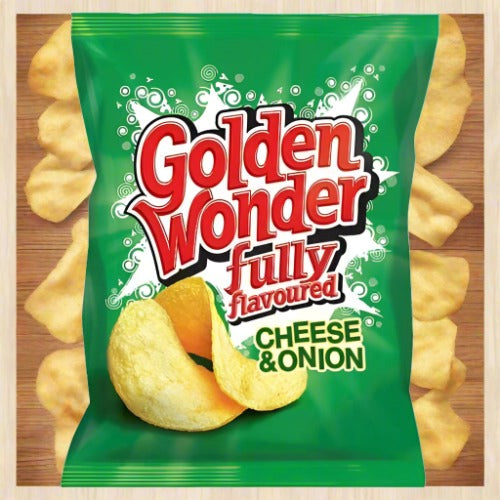Golden Wonder Cheese and Onion Crisps 32.5g Single Packet