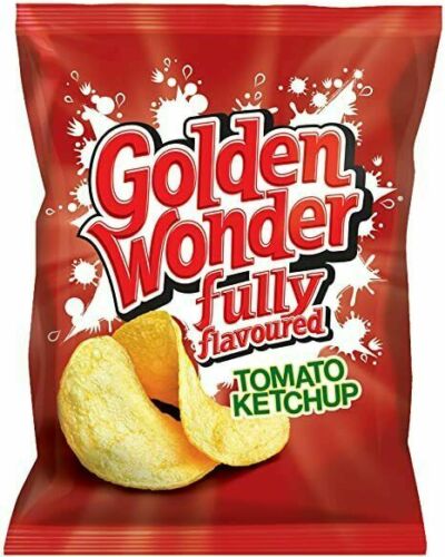 Golden Wonder Tomato Ketchup Crisps 32.5g Single Packet